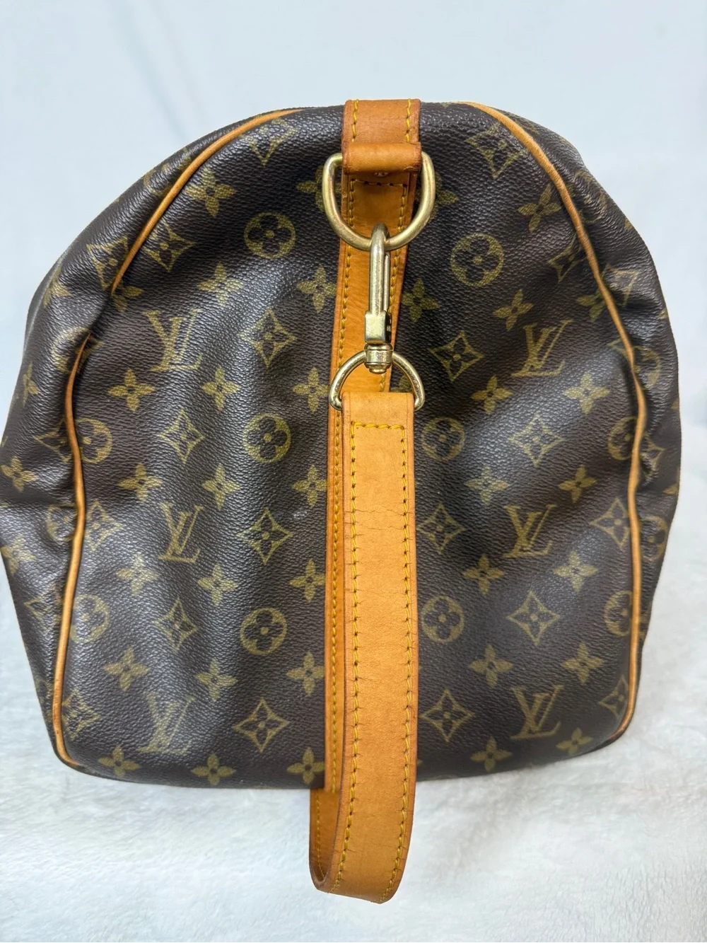 Louis Vuitton Monogram Canvas Bando Keepall 55 with Tan Trim